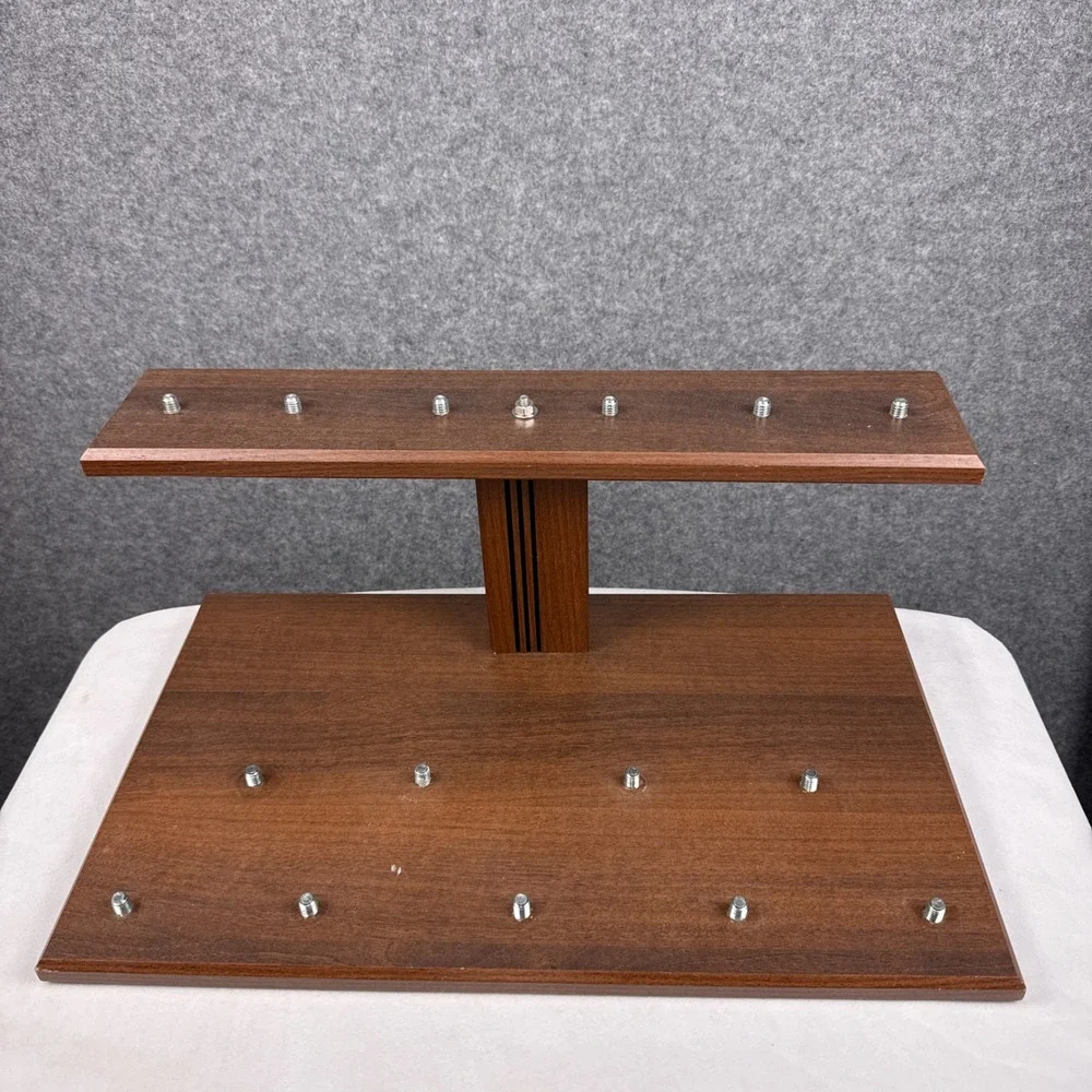 Wood Beer Tap Handle Display Stand 16 Capacity Two Tier Brown Bar Rack 18 Inch